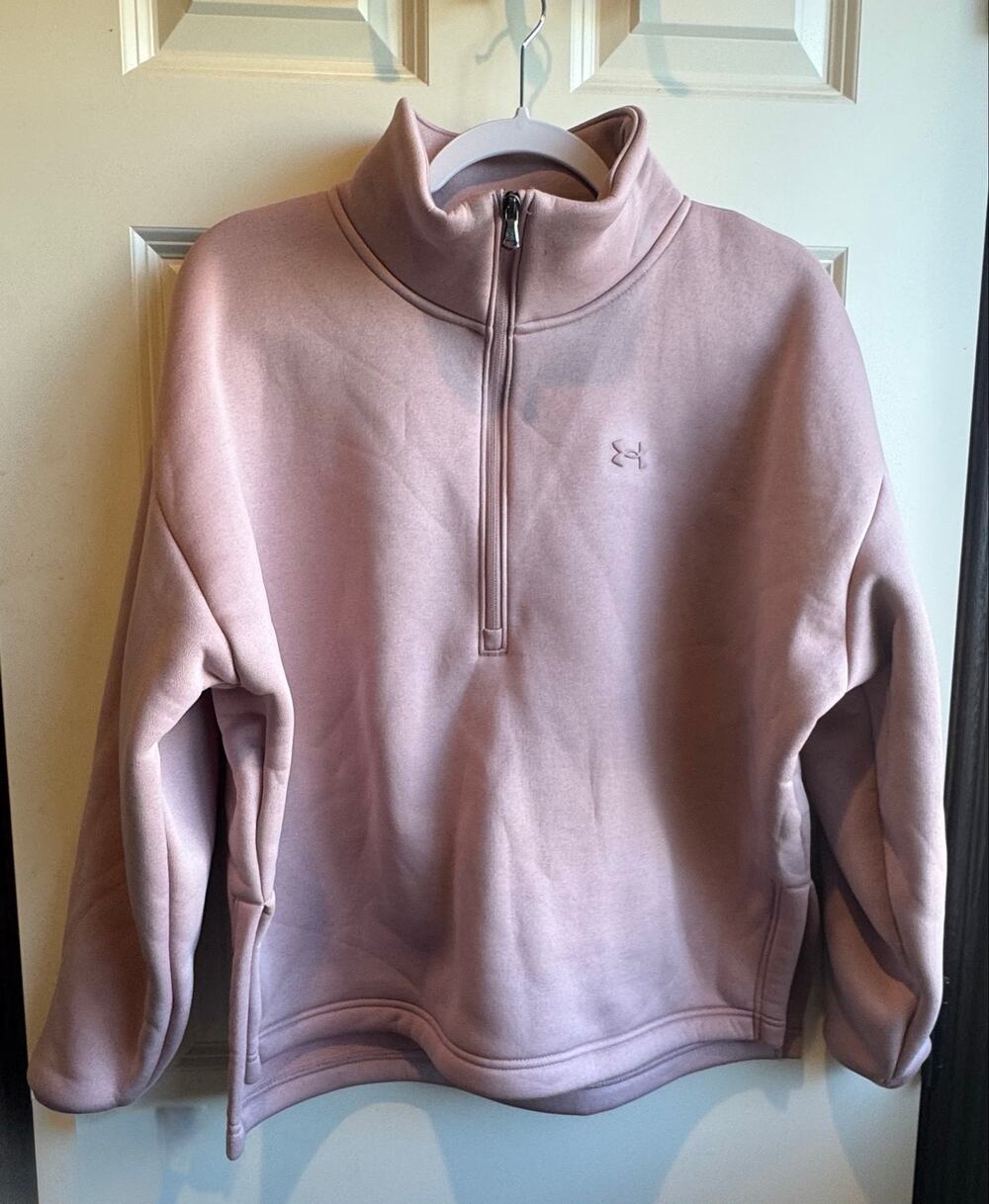 Under Armour Womens Mauve Pink 1/4 Zip Pullover Sweatshirt Size Medium